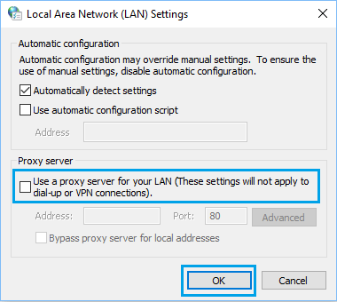 在 Windows 中禁用代理服务器选项