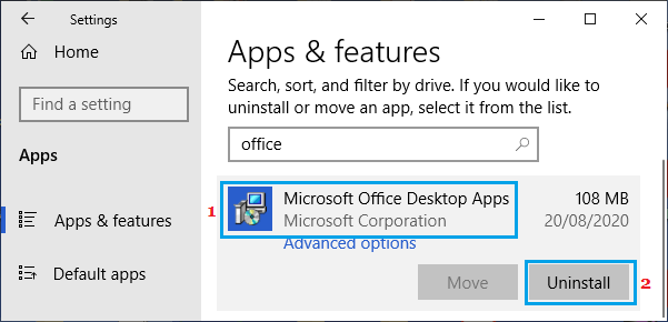 卸载以前的 Microsoft Office 安装