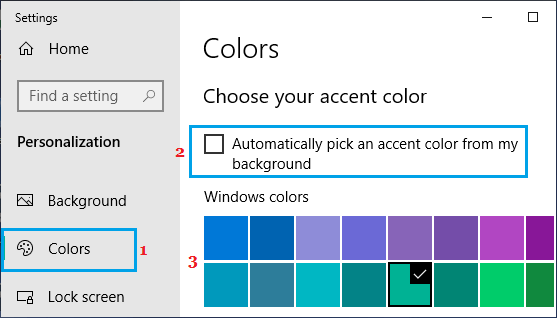 在 Windows 中选择强调色选项