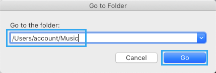 在 Mac 上转到音乐文件夹