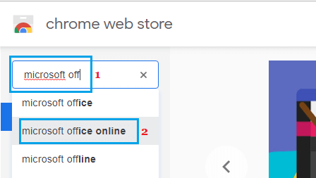 在 Chrome 网上应用店中搜索 Microsoft Office Online