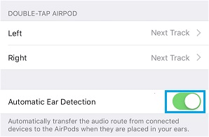 为 AirPods 启用自动耳朵检测