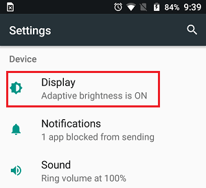 在 Android 手机上显示设置选项
