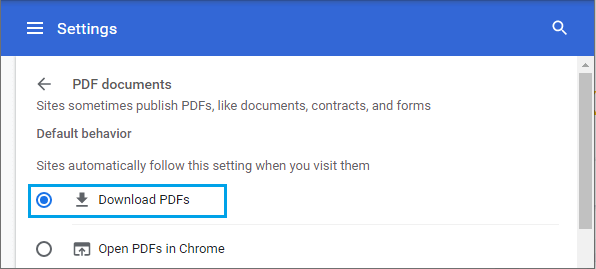 Google Chrome 中的下载 PDF 文件选项