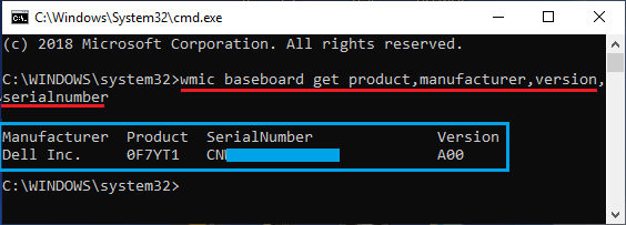 使用命令提示符获取 Windows PC 主板详细信息