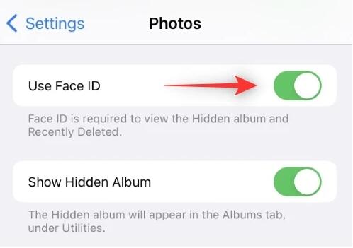 如何禁用iPhone上隐藏和最近删除的照片的FaceID或TouchID